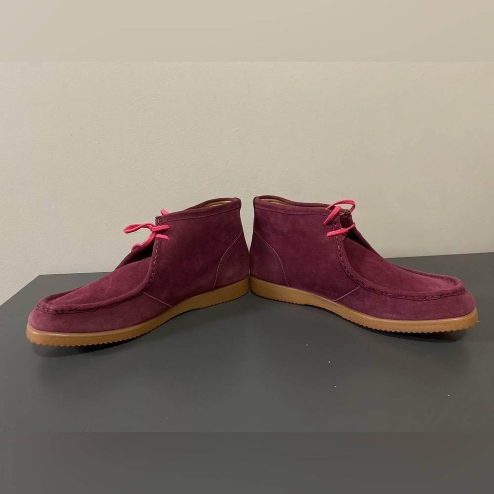 NWOT Hush Puppies Mens Bridgeport Wine Red Suede Chukka Boots US Size 13 - Picture 2 of 14